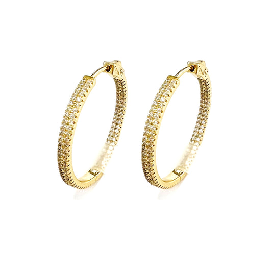 Double Row Pave Hoops